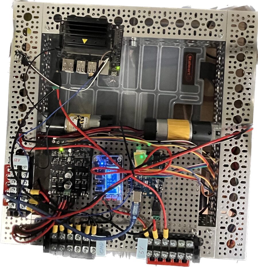 Assembled mobile robot, top view